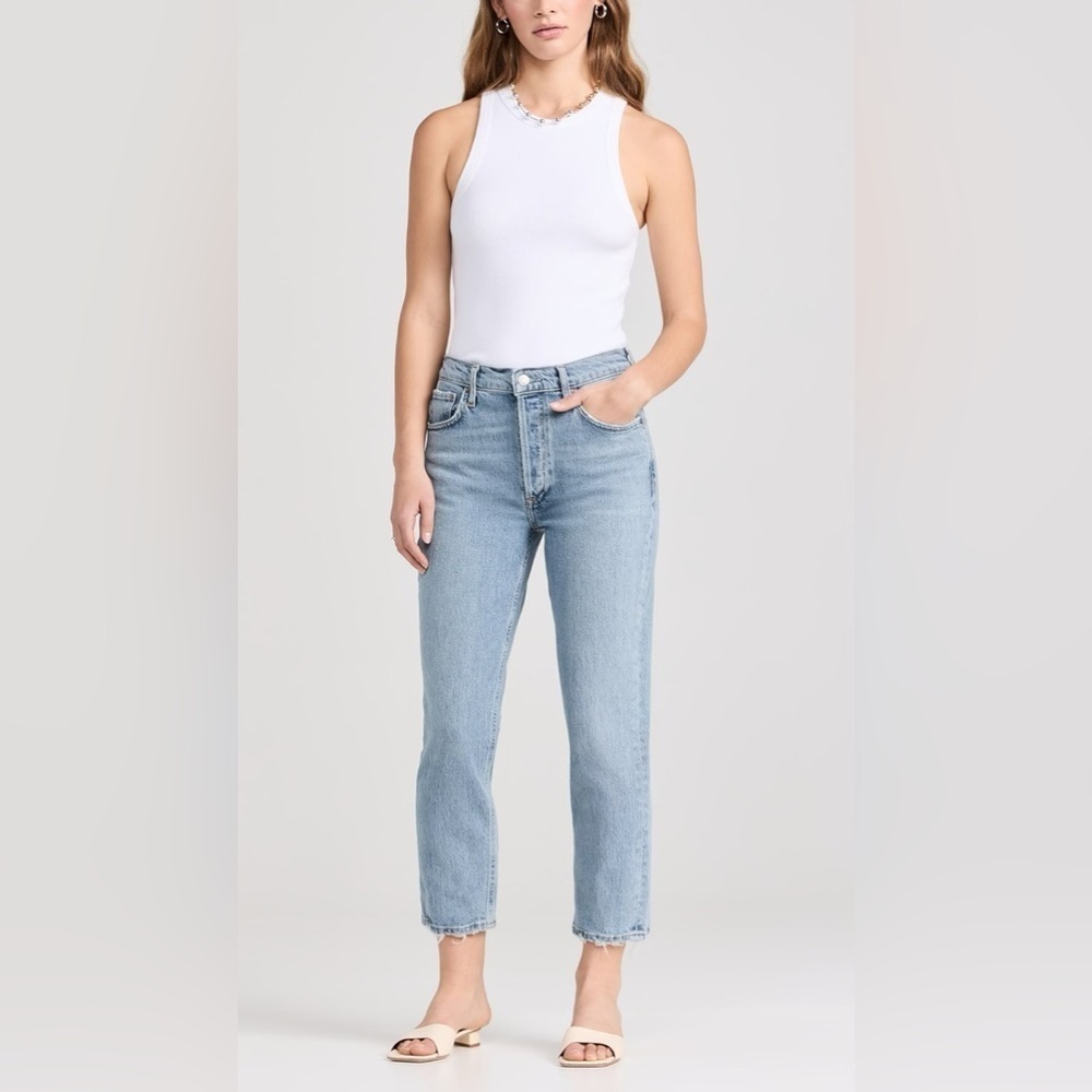 AGOLDE RILEY HIGH RISE STRAIGHT CROP IN HASSLE